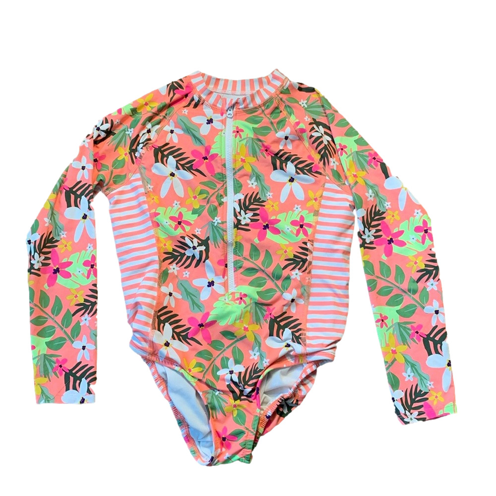 Large 10/12 plus swimsuit with zipper and long sleeves in box 10
